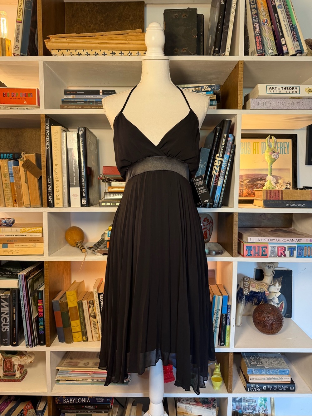 Prada Black Halter Pleated Cocktail Dress